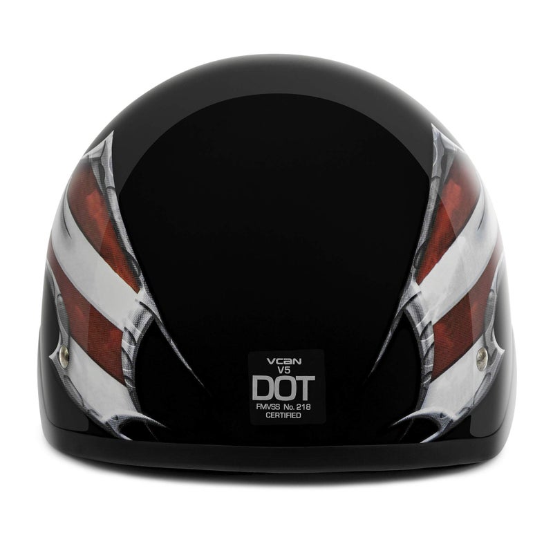 VCAN - V505USA23 Cruiser Patriotic Eagle USA Graphics Motorcycle Half Helmet (Gloss Black, Medium) Gloss Black Usa - Image 5